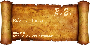 Réti Emma névjegykártya